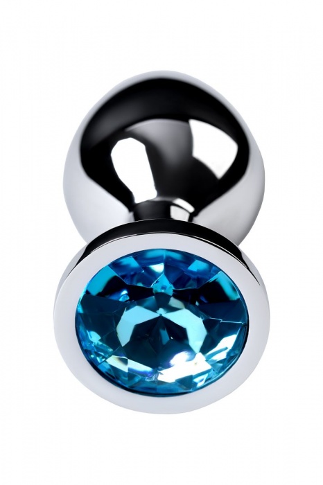 Серебристая конусовидная анальная пробка с голубым кристаллом - 8 см. - ToyFa - купить с доставкой в Петропавловске-Камчатском