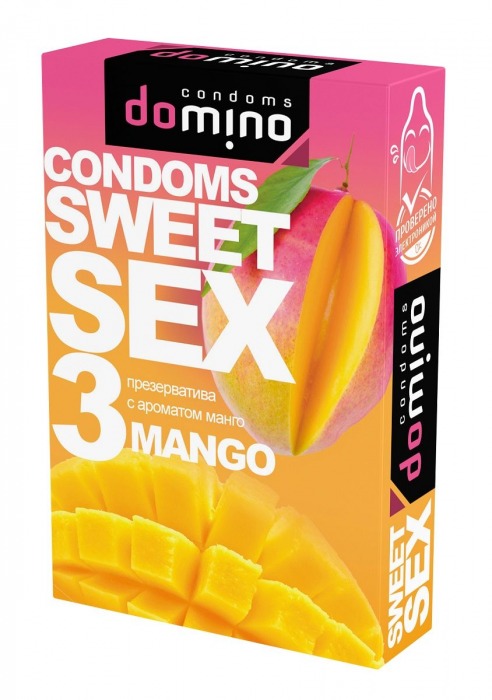 Презервативы для орального секса DOMINO Sweet Sex с ароматом манго - 3 шт. - Domino - купить с доставкой в Петропавловске-Камчатском