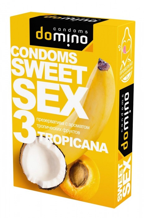 Презервативы для орального секса DOMINO Sweet Sex с ароматом тропических фруктов - 3 шт. - Domino - купить с доставкой в Петропавловске-Камчатском