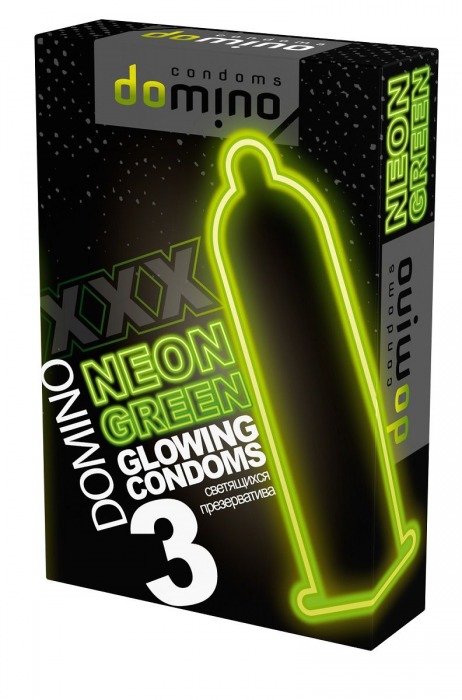 Презервативы DOMINO Neon Green со светящимся в темноте кончиком - 3 шт. - Domino - купить с доставкой в Петропавловске-Камчатском