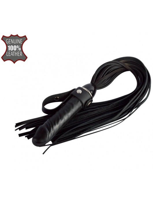 Черная плеть  Ковбой  с ручкой-фаллосом - 55 см. - Sitabella - купить с доставкой в Петропавловске-Камчатском