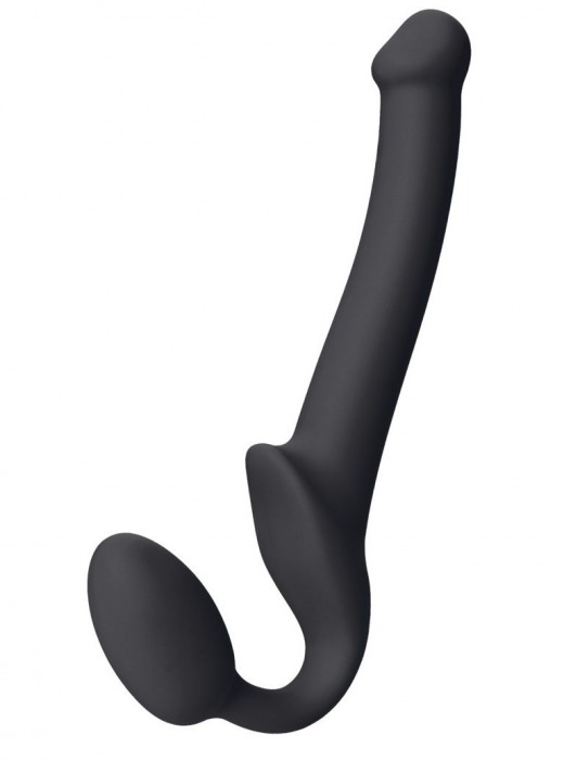 Черный безремневой страпон Silicone Bendable Strap-On S - Strap-on-me - купить с доставкой в Петропавловске-Камчатском