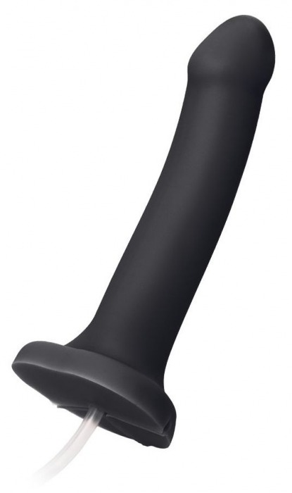 Черный фаллос с имитацией эякуляции Silicon Cum Dildo L - 19,6 см. - Strap-on-me - купить с доставкой в Петропавловске-Камчатском