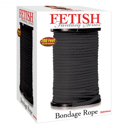 Черная веревка для связывания Bondage Rope - 60,9 м. - Pipedream - купить с доставкой в Петропавловске-Камчатском