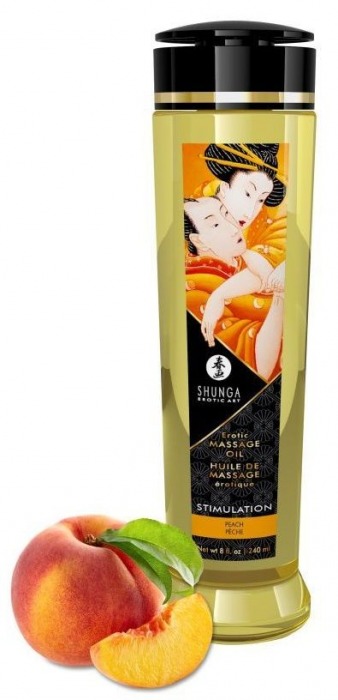 Массажное масло для тела с ароматом персика Stimulation - 240 мл. - Shunga - купить с доставкой в Петропавловске-Камчатском