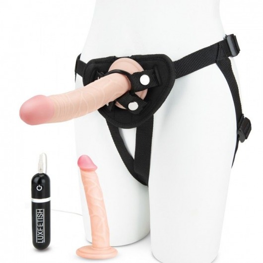 Регулируемые трусики с 2 насадками - 16 и 15 см. - Lux Fetish - купить с доставкой в Петропавловске-Камчатском