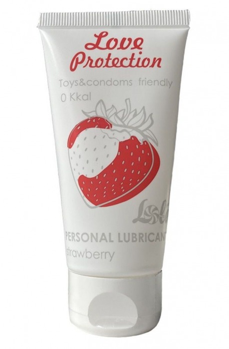 Лубрикант на водной основе с ароматом малины Love Protection Strawberry - 50 мл. - Lola Games - купить с доставкой в Петропавловске-Камчатском