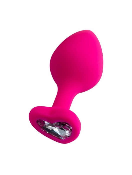 Розовая анальная втулка Diamond Heart с прозрачным кристаллом - 8 см. - ToyFa - купить с доставкой в Петропавловске-Камчатском