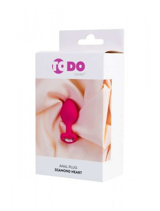 Розовая анальная втулка Diamond Heart с прозрачным кристаллом - 8 см. - ToyFa - купить с доставкой в Петропавловске-Камчатском