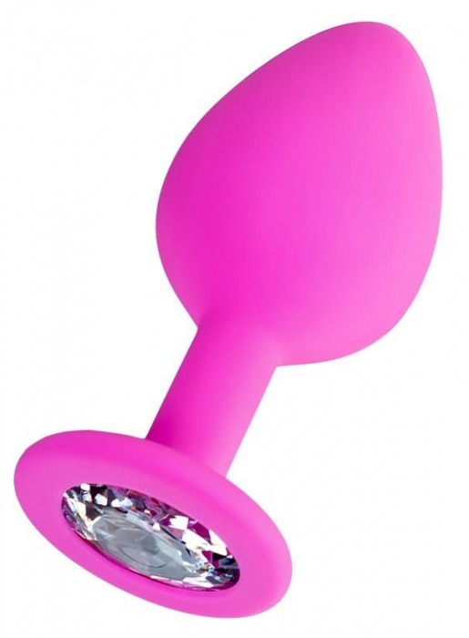 Розовая анальная втулка Brilliant с прозрачным кристаллом - 8 см. - ToyFa - купить с доставкой в Петропавловске-Камчатском