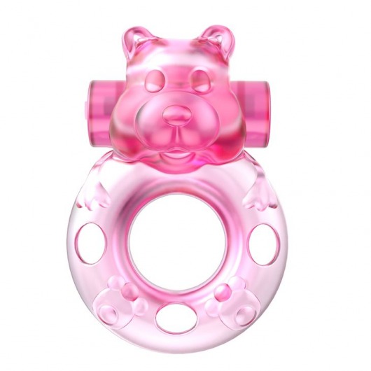 Розовое эрекционное виброкольцо на пенис Pink Bear - Baile - в Петропавловске-Камчатском купить с доставкой