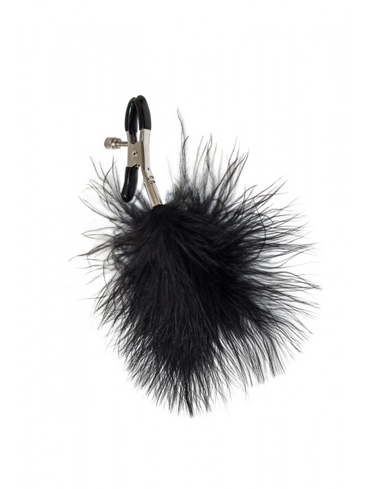 Зажимы на соски с черным пухом Euphoric - Lola Games - купить с доставкой в Петропавловске-Камчатском