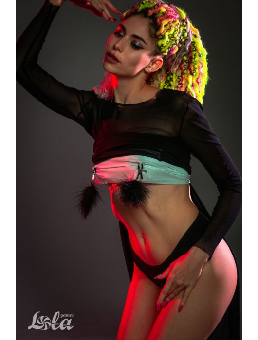 Зажимы на соски с черным пухом Euphoric - Lola Games - купить с доставкой в Петропавловске-Камчатском