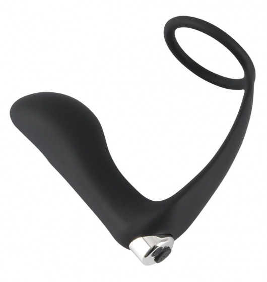Черное эрекционное кольцо с анальной вибропробкой Vibrating Ring   Plug - Orion - в Петропавловске-Камчатском купить с доставкой
