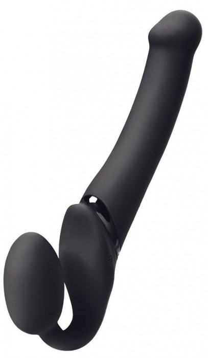 Черный безремневой вибрострапон Silicone Bendable Strap-On M - Strap-on-me - купить с доставкой в Петропавловске-Камчатском