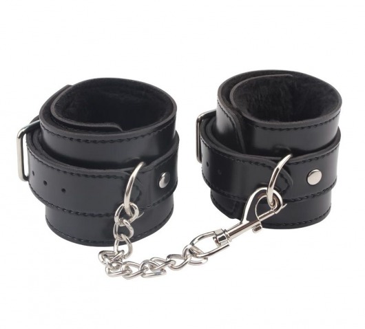 Черные оковы на ноги Obey Me Leather Ankle Cuffs - Chisa - купить с доставкой в Петропавловске-Камчатском