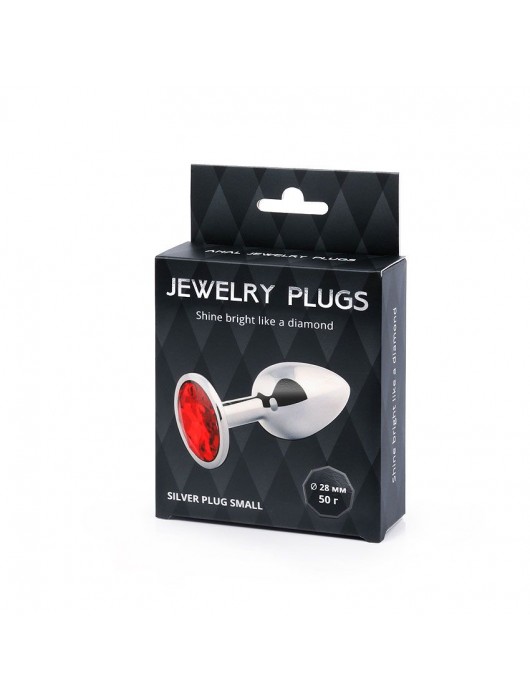 Серебристая анальная пробка с красным стразом - 7,2 см. - Anal Jewelry Plug - купить с доставкой в Петропавловске-Камчатском