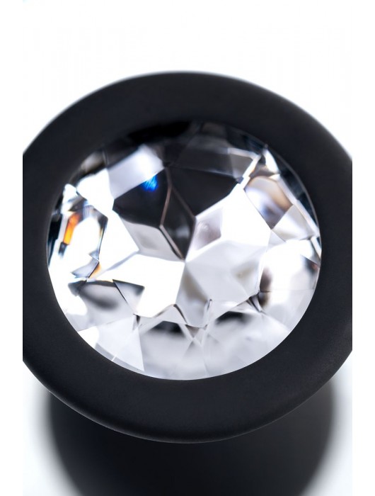 Черная анальная втулка с прозрачным стразом - 7,2 см. - POPO Pleasure - купить с доставкой в Петропавловске-Камчатском