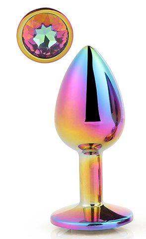 Голографическая анальная втулка с радужным кристаллом - 7,1 см. - Dream Toys - купить с доставкой в Петропавловске-Камчатском