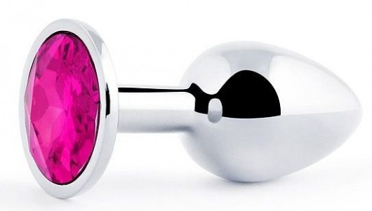 Серебристая анальная пробка с малиновым кристаллом - 7,2 см. - Anal Jewelry Plug - купить с доставкой в Петропавловске-Камчатском
