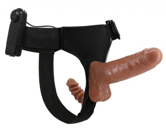 Страпон с вагинальной пробкой и вибрацией Ultra Passionate Harness - 16 см. - Baile - купить с доставкой в Петропавловске-Камчатском