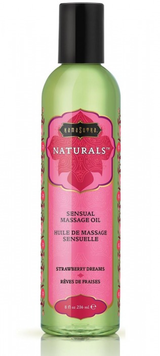 Массажное масло Naturals Strawberry Dreams с ароматом клубники - 236 мл. - Kama Sutra - купить с доставкой в Петропавловске-Камчатском