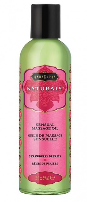 Массажное масло Naturals Strawberry Dreams с ароматом клубники - 59 мл. - Kama Sutra - купить с доставкой в Петропавловске-Камчатском