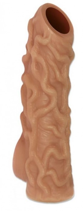 Телесная насадка с венками и открытой головкой Nude Sleeve L - 14 см. - KOKOS - в Петропавловске-Камчатском купить с доставкой
