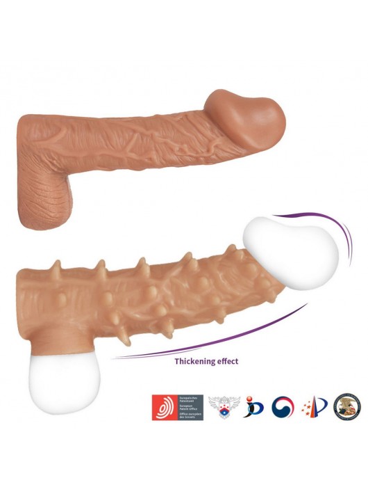 Телесная насадка с шипами и открытой головкой Nude Sleeve L - 14 см. - KOKOS - в Петропавловске-Камчатском купить с доставкой