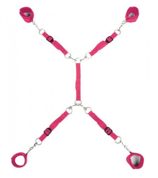 Ярко-розовый набор фиксаций на кровати Classic Bed Spreader - Lux Fetish - купить с доставкой в Петропавловске-Камчатском