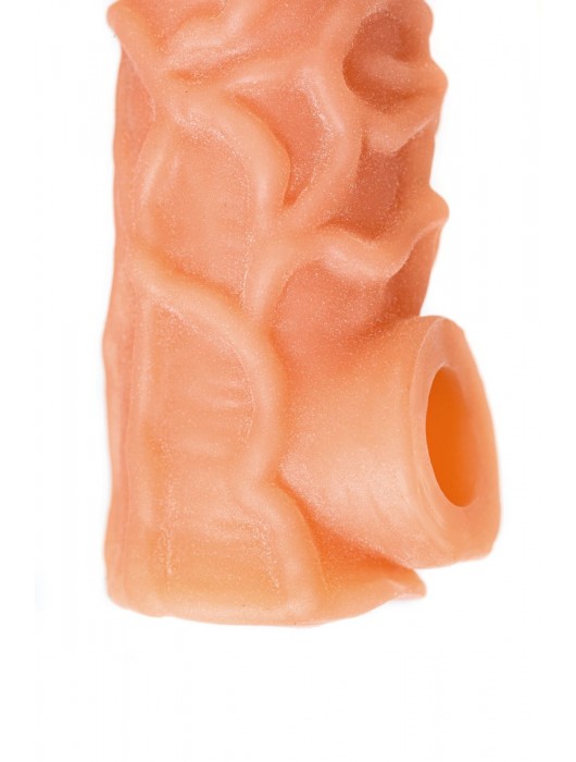 Телесная закрытая насадка с венками Cock Sleeve Size S - 13,8 см. - KOKOS - в Петропавловске-Камчатском купить с доставкой