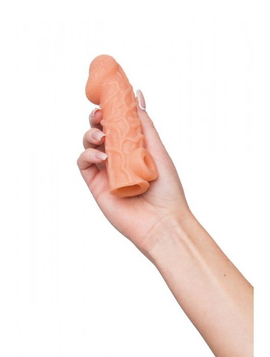 Телесная закрытая насадка с венками Cock Sleeve Size S - 13,8 см. - KOKOS - в Петропавловске-Камчатском купить с доставкой