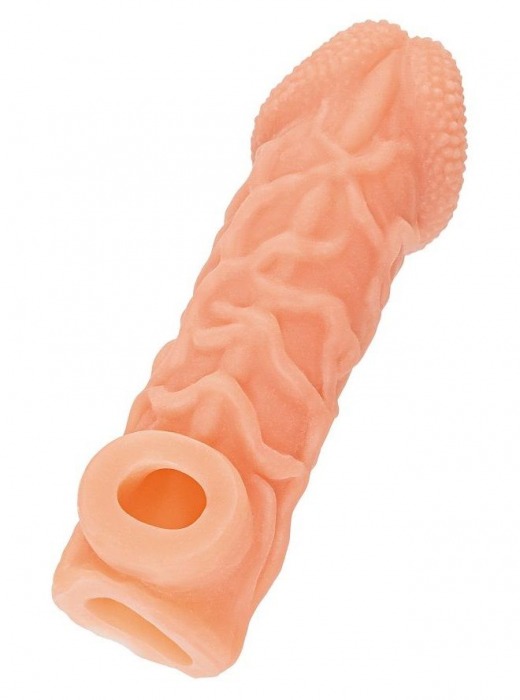 Телесная закрытая насадка с венками Cock Sleeve Size L - 17,6 см. - KOKOS - в Петропавловске-Камчатском купить с доставкой