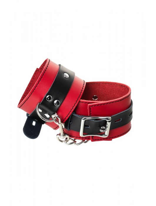 Красно-черные оковы на ноги из кожи - ToyFa - купить с доставкой в Петропавловске-Камчатском