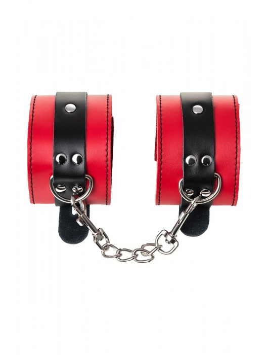 Красно-черные оковы на ноги из кожи - ToyFa - купить с доставкой в Петропавловске-Камчатском