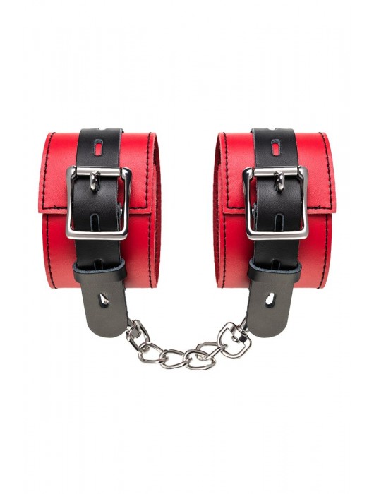 Красно-черные оковы на ноги из кожи - ToyFa - купить с доставкой в Петропавловске-Камчатском