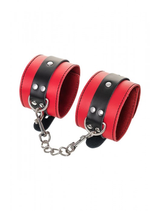 Красно-черные оковы на ноги из кожи - ToyFa - купить с доставкой в Петропавловске-Камчатском