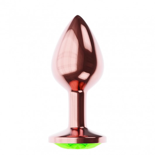 Пробка цвета розового золота с лаймовым кристаллом Diamond Emerald Shine S - 7,2 см. - Lola Games - купить с доставкой в Петропавловске-Камчатском