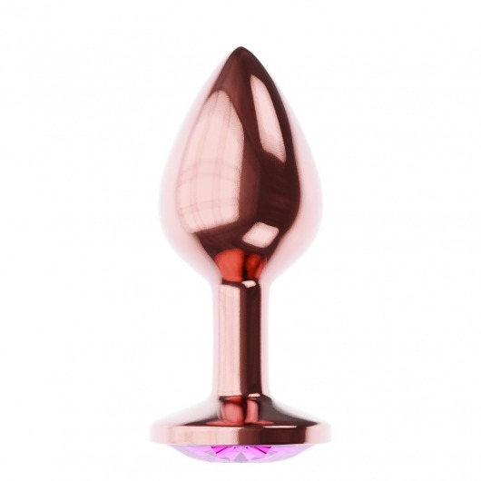 Пробка цвета розового золота с лиловым кристаллом Diamond Quartz Shine L - 8,3 см. - Lola Games - купить с доставкой в Петропавловске-Камчатском