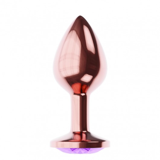 Пробка цвета розового золота с фиолетовым кристаллом Diamond Amethyst Shine L - 8,3 см. - Lola Games - купить с доставкой в Петропавловске-Камчатском