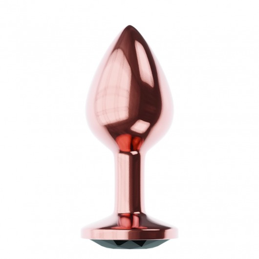Пробка цвета розового золота с черным кристаллом Diamond Jet Shine L - 8,3 см. - Lola Games - купить с доставкой в Петропавловске-Камчатском
