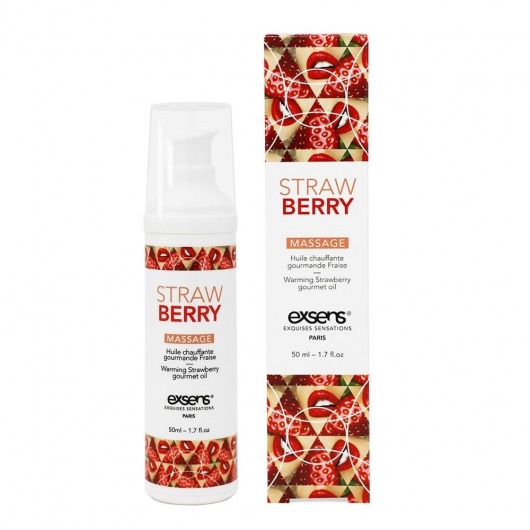 Разогревающее массажное масло  с ароматом клубники Gourmet Strawberry - 50 мл. - Exsens - купить с доставкой в Петропавловске-Камчатском