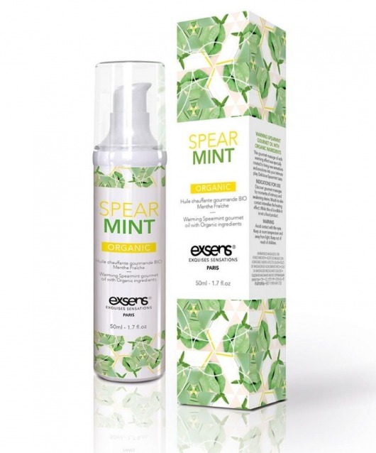 Разогревающее массажное масло Gourmet Spearmint Organic с органическими ингредиентами - 50 мл. - Exsens - купить с доставкой в Петропавловске-Камчатском