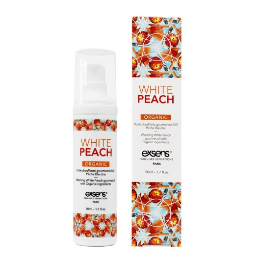 Разогревающее массажное масло Gourmet White Peach Organic с органическими ингредиентами - 50 мл. - Exsens - купить с доставкой в Петропавловске-Камчатском