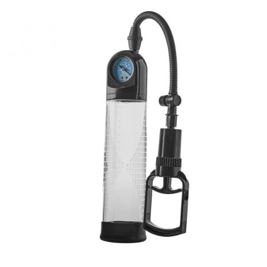 Прозрачная вакуумная помпа с манометром Deluxe Penis Pump - Dream Toys - в Петропавловске-Камчатском купить с доставкой