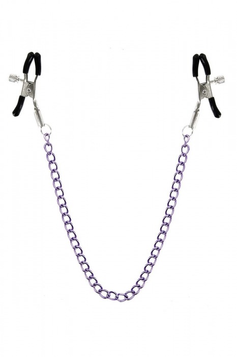 Зажимы для сосков с фиолетовой цепочкой Sweet Caress Nipple Chain - Sweet Caress - купить с доставкой в Петропавловске-Камчатском