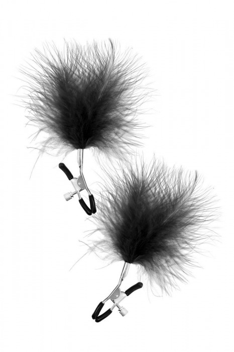Зажимы на соски с черными пуховыми кисточками Sweet Caress Feather Nipple Clumps - Sweet Caress - купить с доставкой в Петропавловске-Камчатском