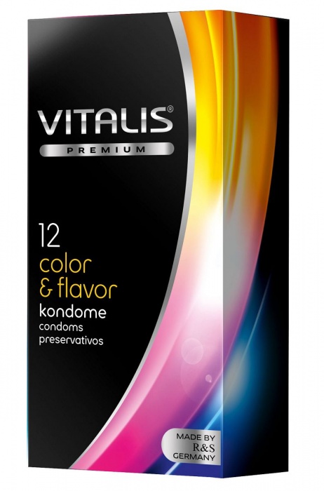 Цветные ароматизированные презервативы VITALIS PREMIUM color   flavor - 12 шт. - Vitalis - купить с доставкой в Петропавловске-Камчатском