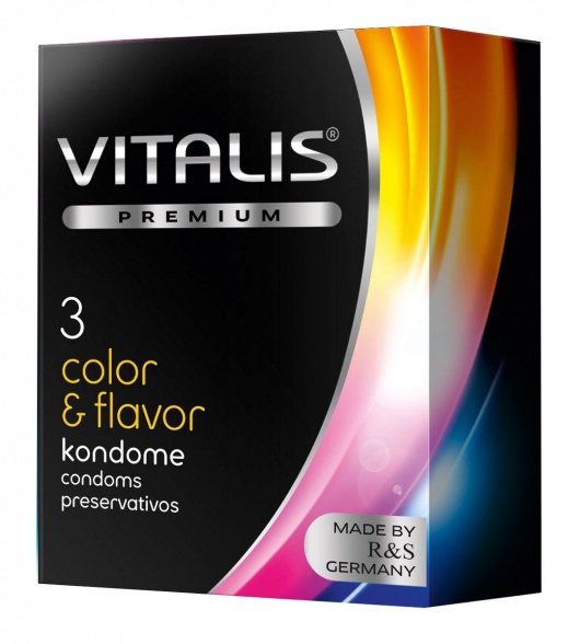 Цветные ароматизированные презервативы VITALIS PREMIUM color   flavor - 3 шт. - Vitalis - купить с доставкой в Петропавловске-Камчатском