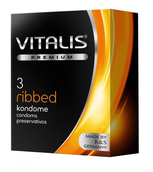 Ребристые презервативы VITALIS PREMIUM ribbed - 3 шт. - Vitalis - купить с доставкой в Петропавловске-Камчатском